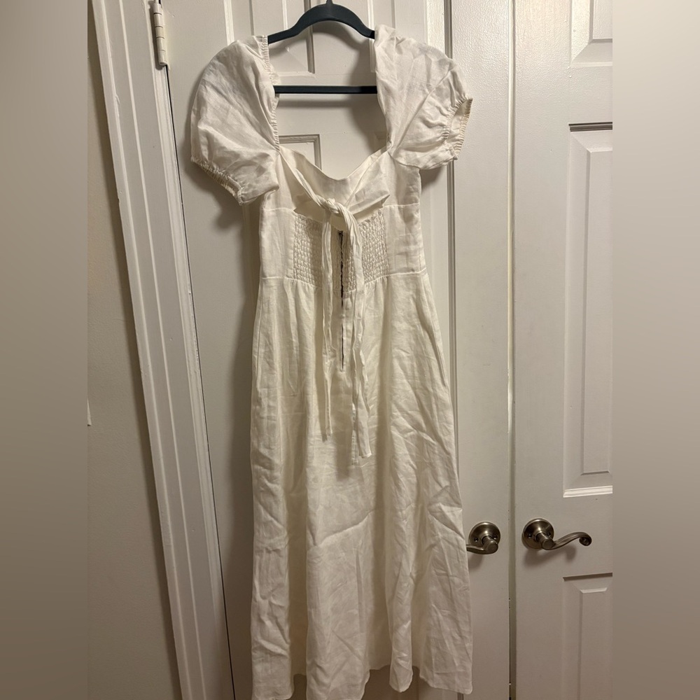 Reformation Denver Linen Dress - White (Size 4) - Picture 6 of 8